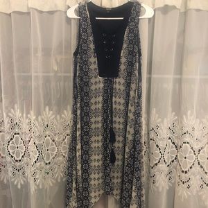 ANA asymmetrical dress in Patterned blue